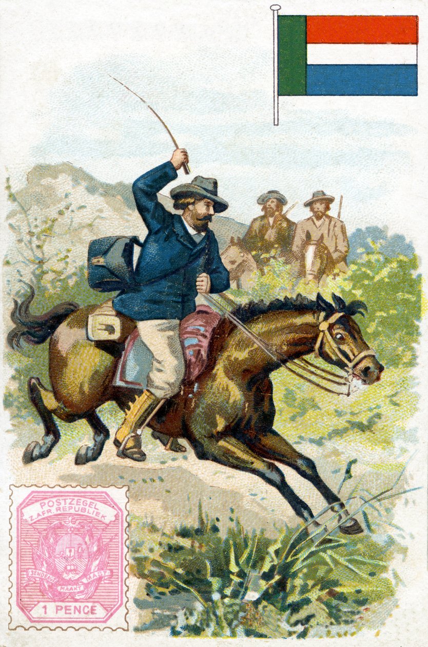 Postino che consegna la posta nel Transvaal, fine XIX secolo da French School