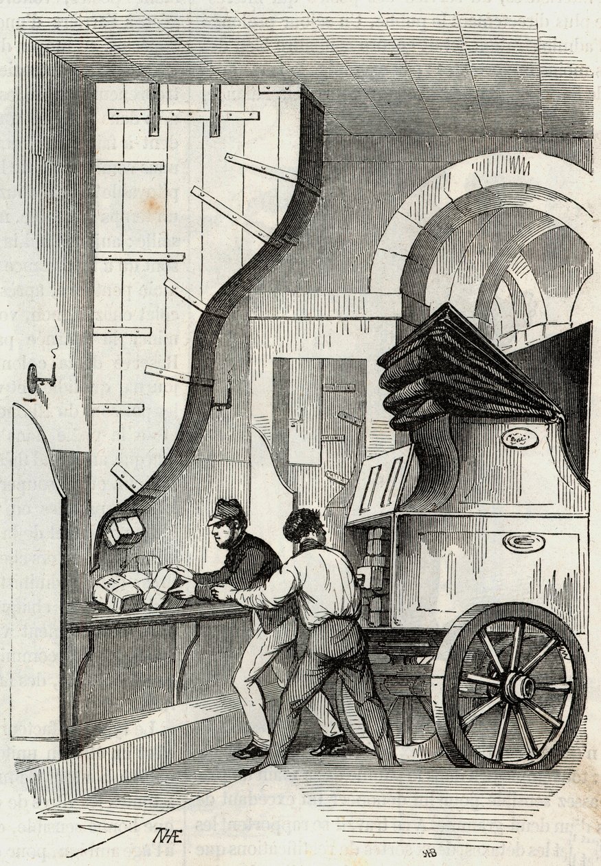 Poste: il carico della posta - Incisione in "Tableau-de-Paris" di Edmond Texier 1852 da French School
