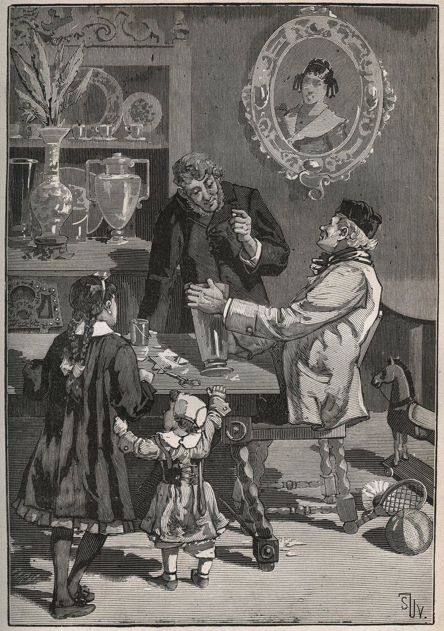 Potichomy, un processo del XIX secolo per imitare i vasi di porcellana dalla Cina e dal Giappone. Incisione del 1880 in 