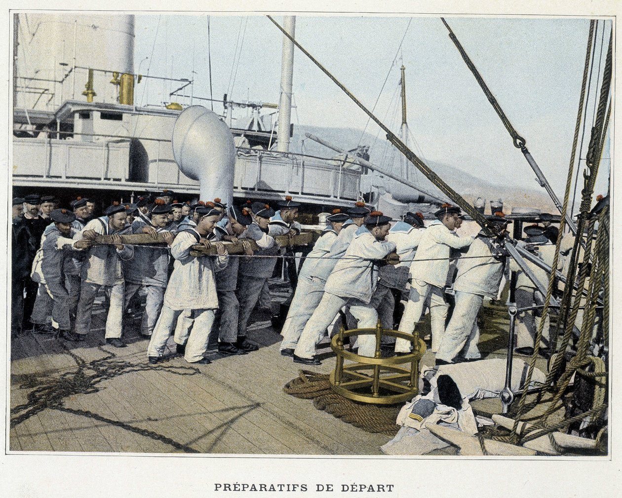Preparativi per la partenza - in "Album militare - Marina: La vita a bordo" da French School