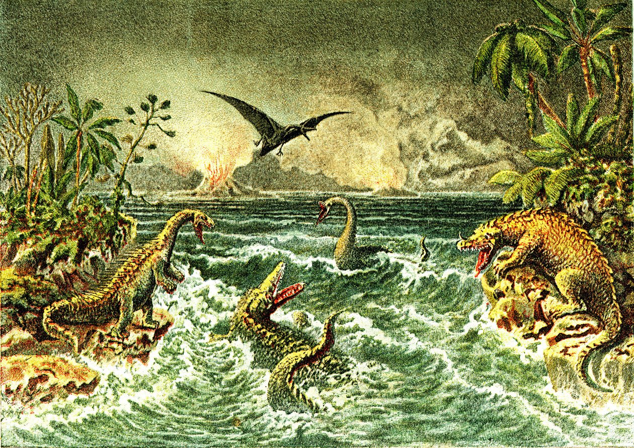 Mondo primitivo (con dinosauri) - Periodo secondario della preistoria da French School