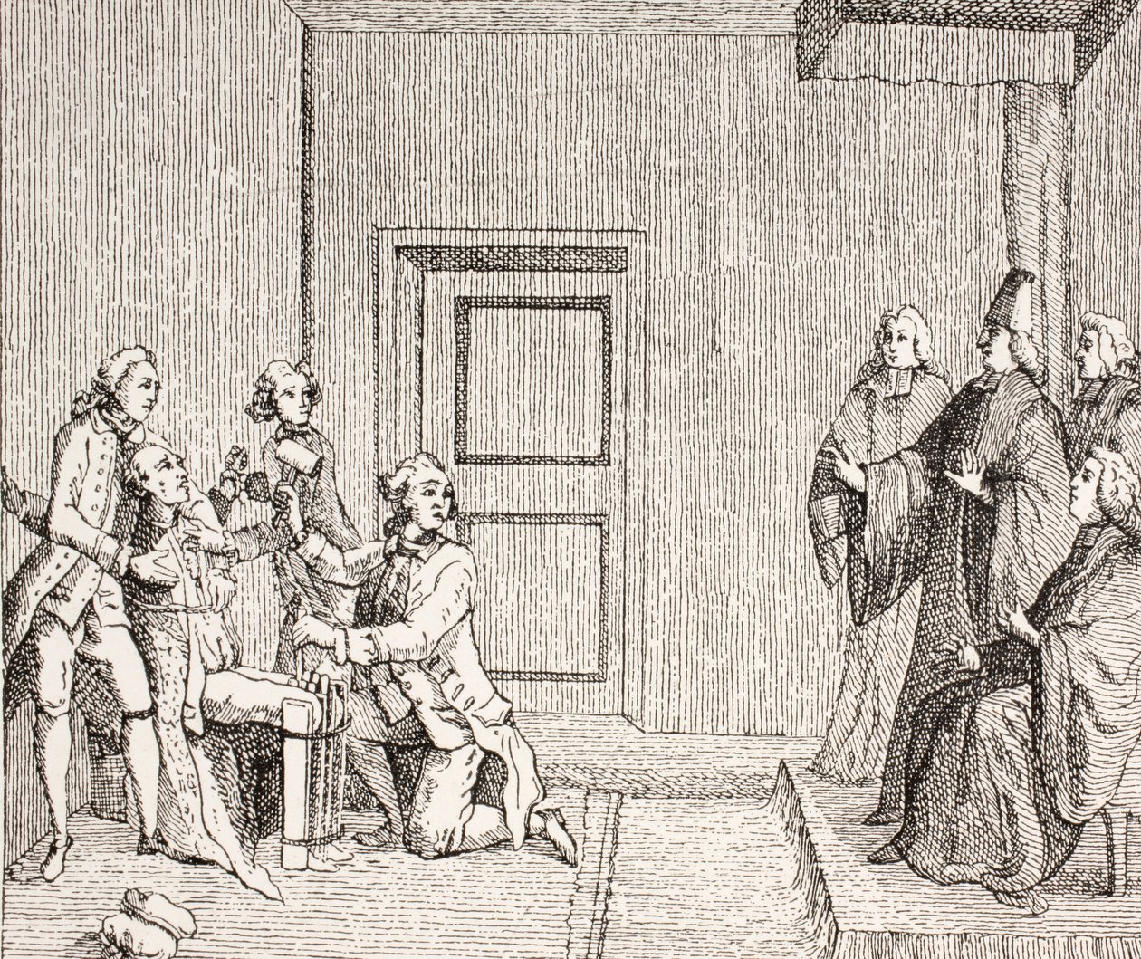 Prigioniero sottoposto a tortura con il brodequin, 1875 da French School