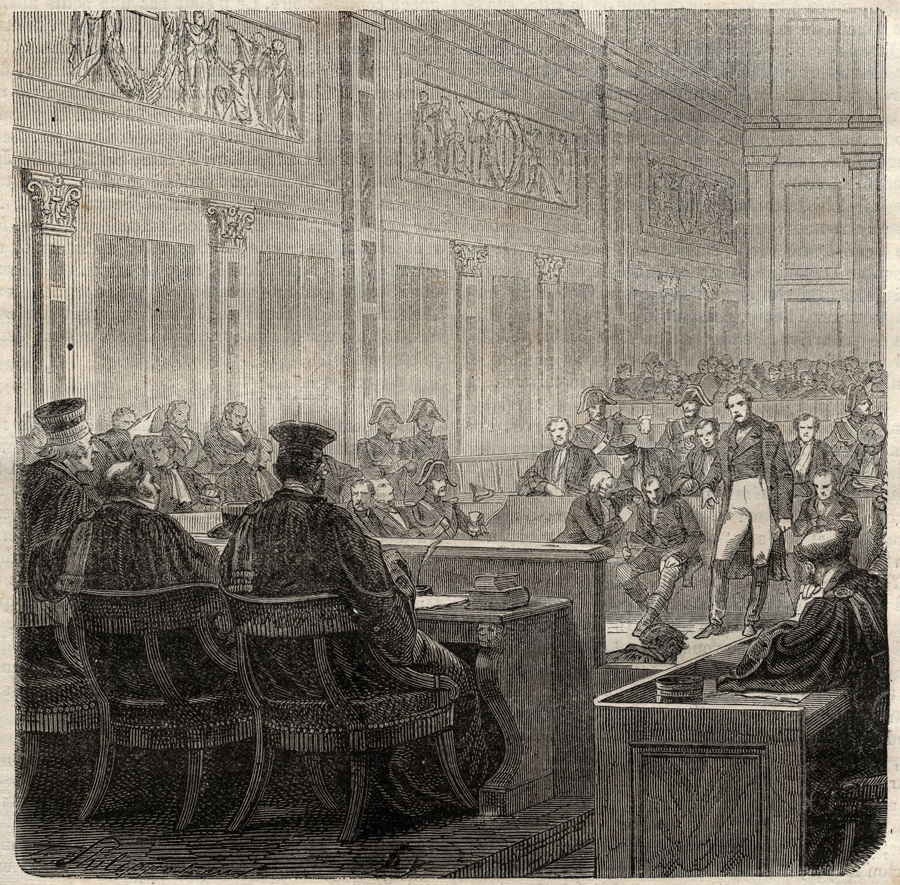 Processo presso la Corte Reale di Poitiers del Generale Jean Baptiste Breton detto Berton (1769-1822) nel 1822 da French School