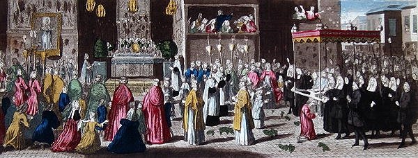 Processione durante la Fete-Dieu a Parigi da French School