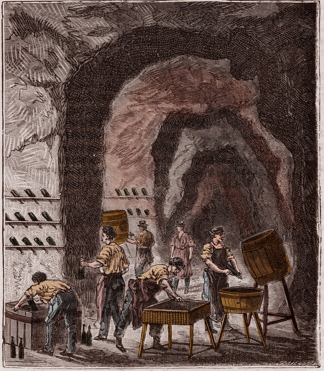 Produzione di champagne - Incisione in 