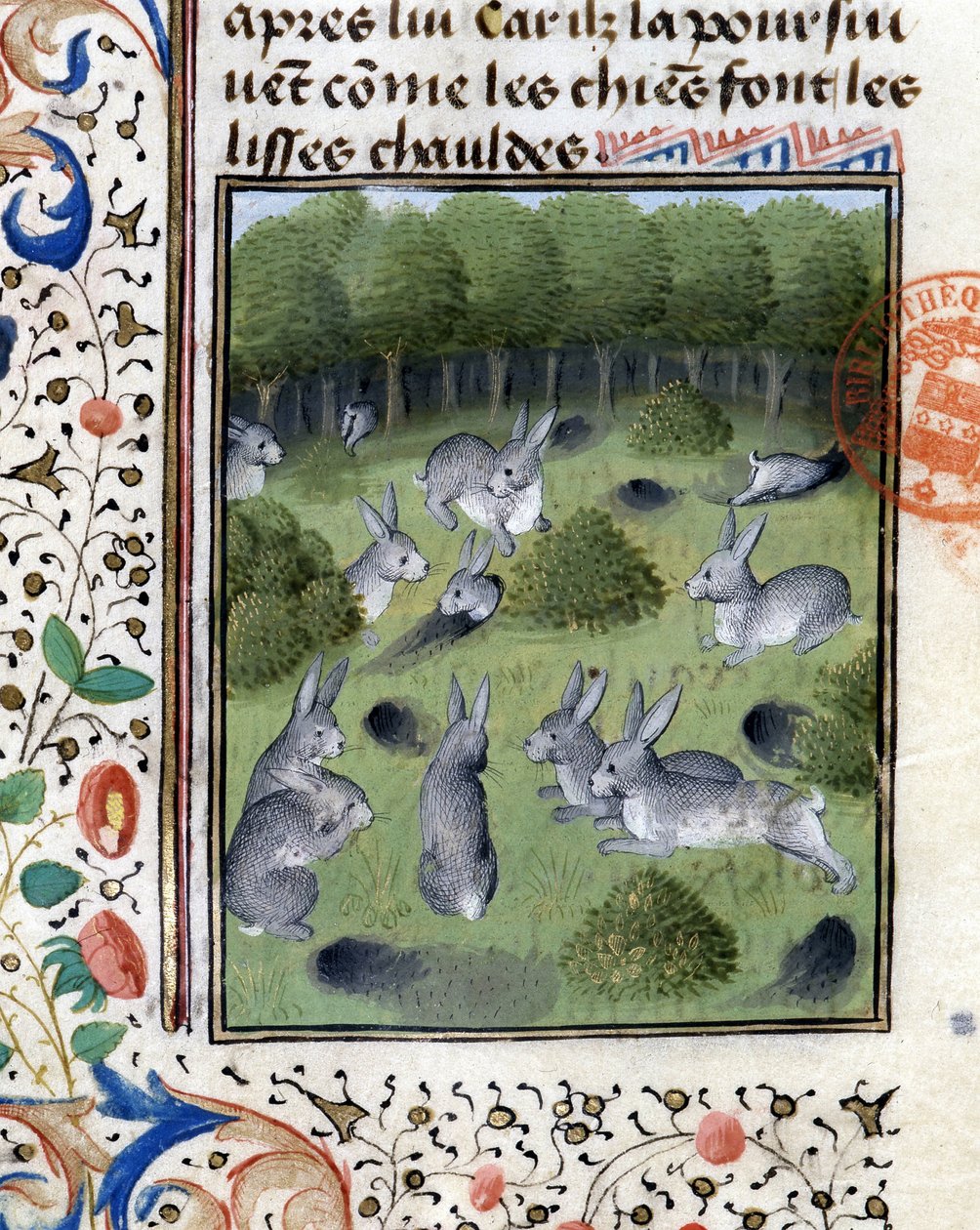 Conigli - nel "Libro di Caccia di Gaston Phoebus, Conte di Foix, Signore di Béarn" da French School