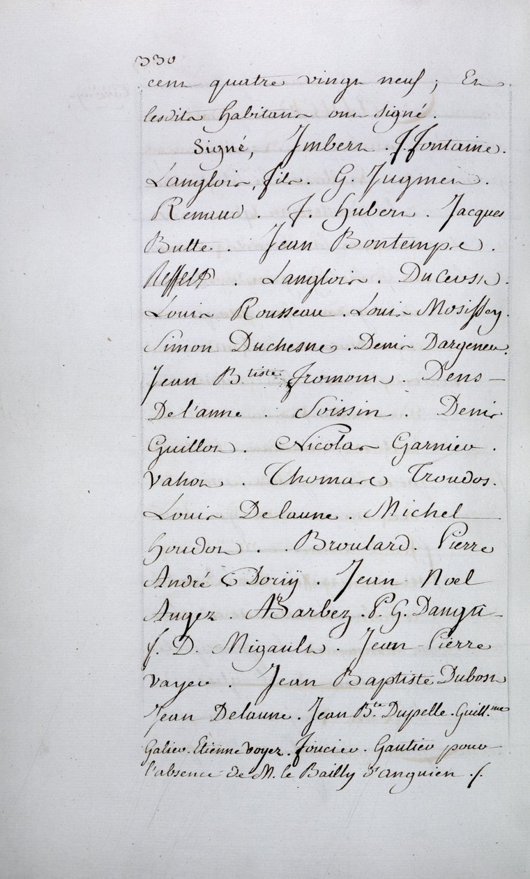 Registro dei reclami della parrocchia di Taverny, pagina 330 con firme, aprile 1789 da French School