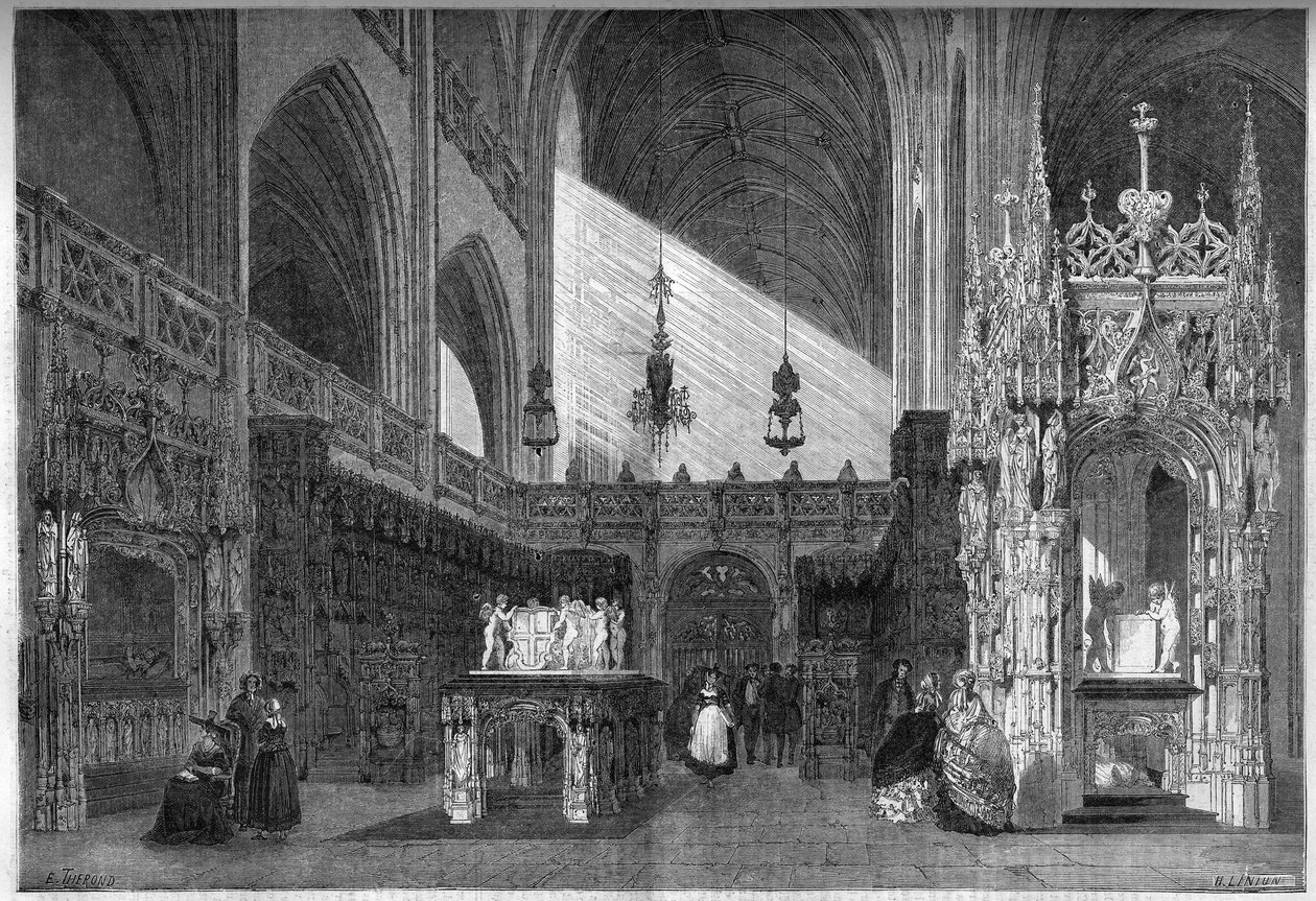Architettura religiosa: vista del coro della chiesa (1513-1532) di Brou, Ain (01) da French School