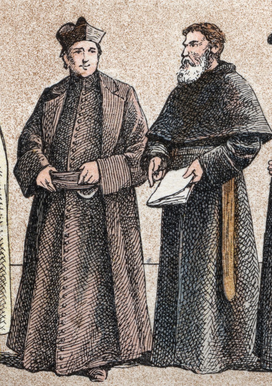 Costumi religiosi: ritratto di un gesuita e di un fratello assunzionista da French School