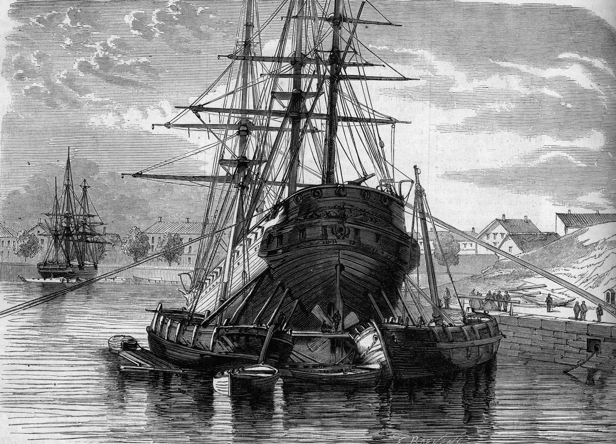 Riparazione di una nave (il piroscafo "Vera Cruz"): solleviamo la parte posteriore per mettere l