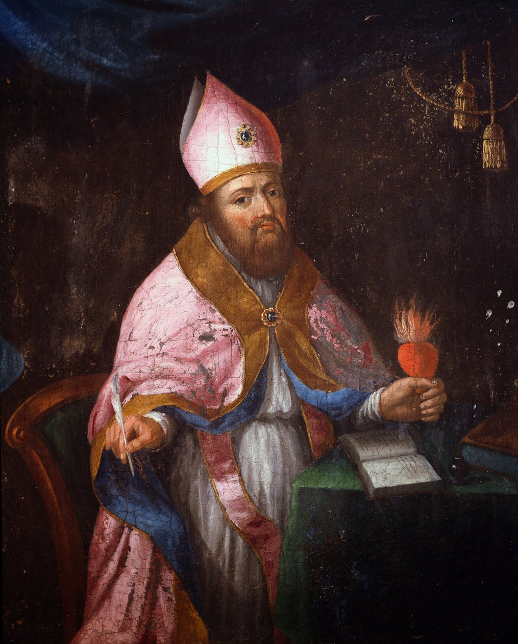 Rappresentazione di San Francesco di Sales in procinto di scrivere da French School