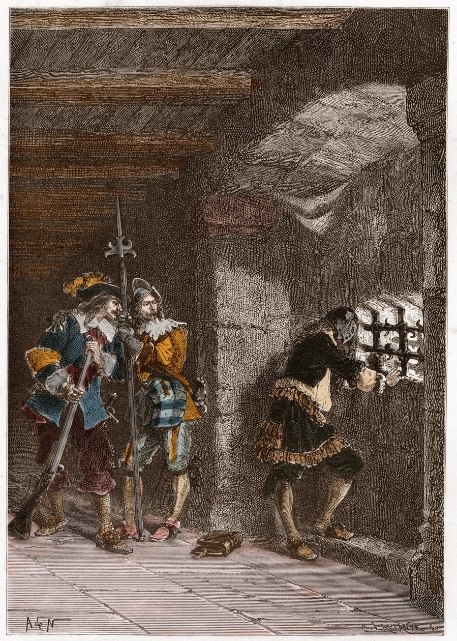 Rappresentazione della Maschera di Ferro (morto nel 1703) imprigionato sull