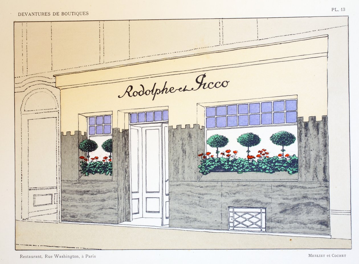 Ristorante, Tavola 13, illustrazione da Devantures de Boutiques di Louis-Pierre Sezille, Parigi, 1927 da French School