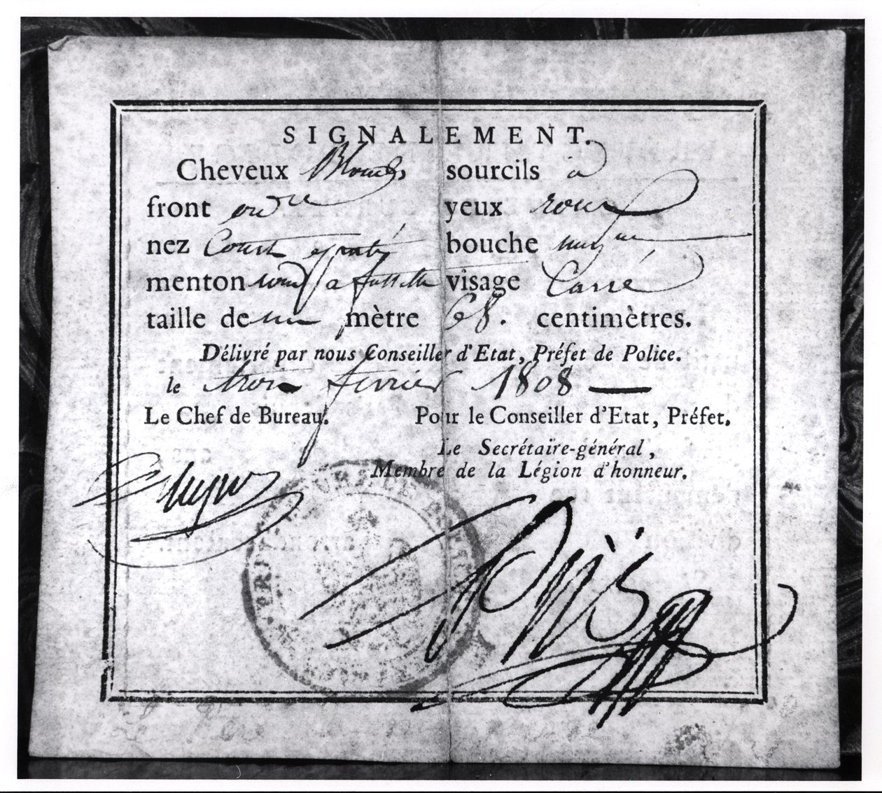 Retro di una carta di sicurezza, 1808 da French School