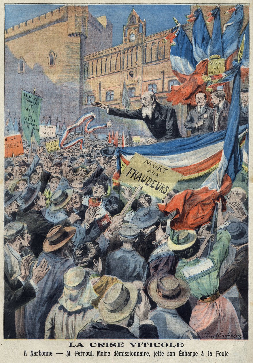 Rivolta dei vigneti nel sud della Francia nel 1907 (stampa) da French School
