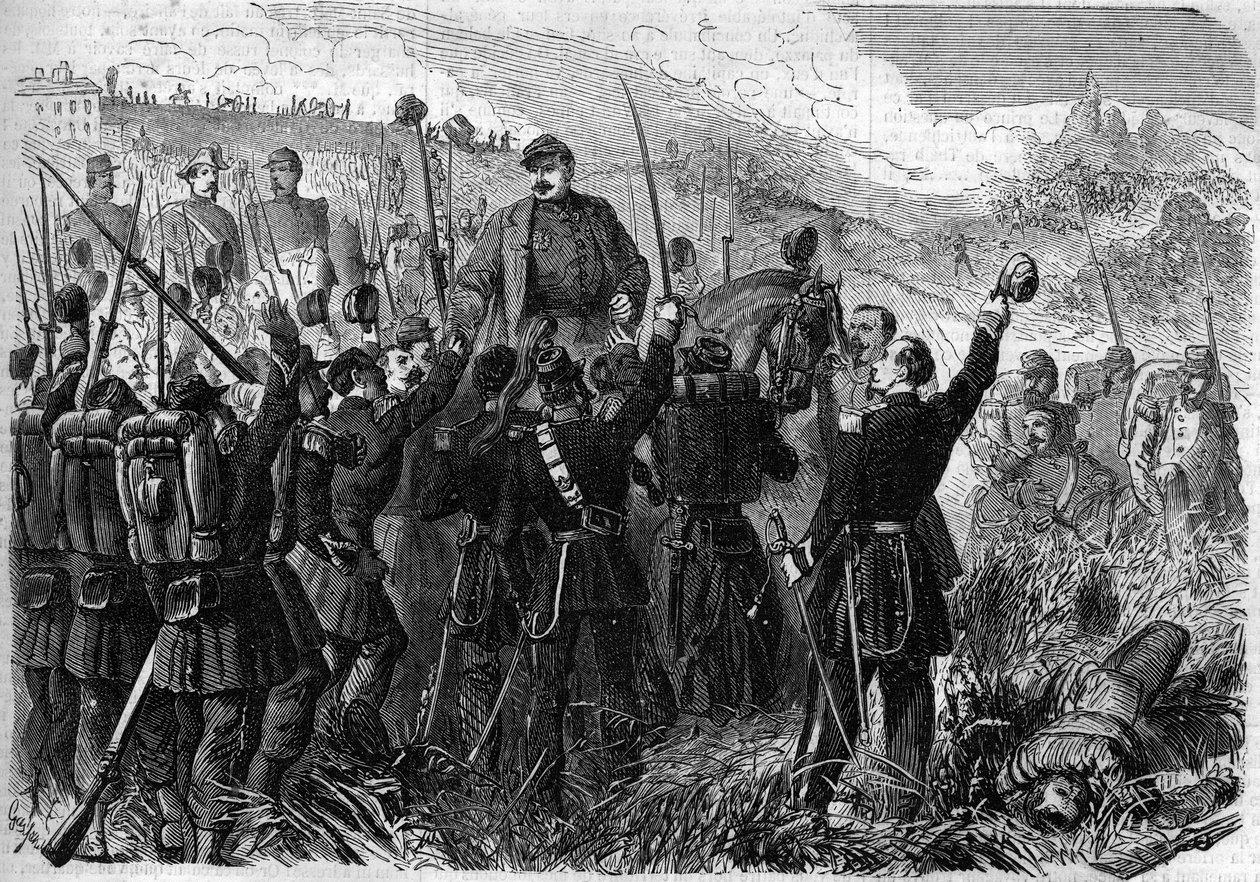 Risorgimento - Battaglia di Montebello della Battaglia (Italia), 21 maggio 1859: il generale francese Elie Frederic Forey (1804 - 1872), comandante dell