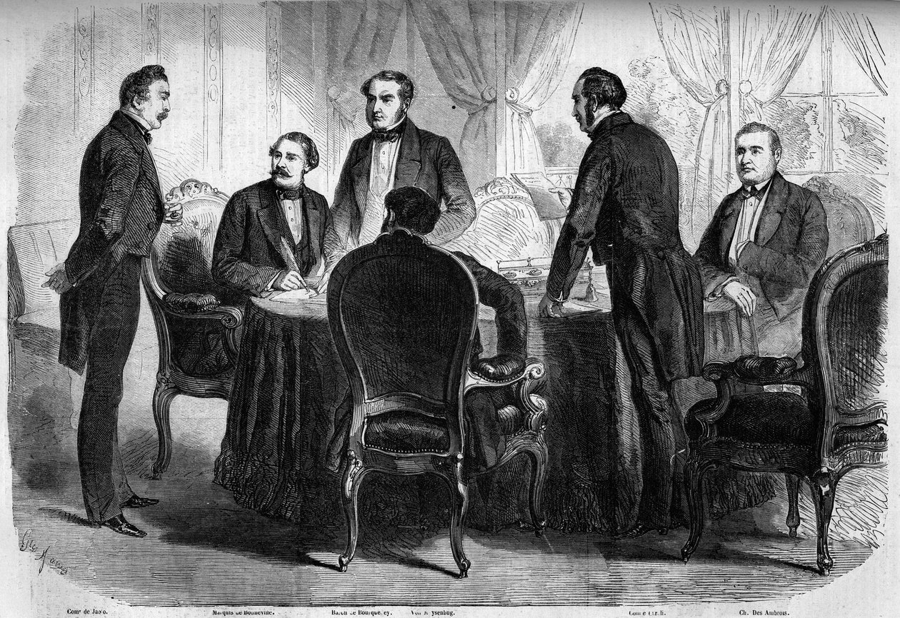 Risorgimento - Trattato di Zurigo - 10 novembre 1859: firma del Trattato di Zurigo dai plenipotenziari di Francia, Austria e Sardegna. L