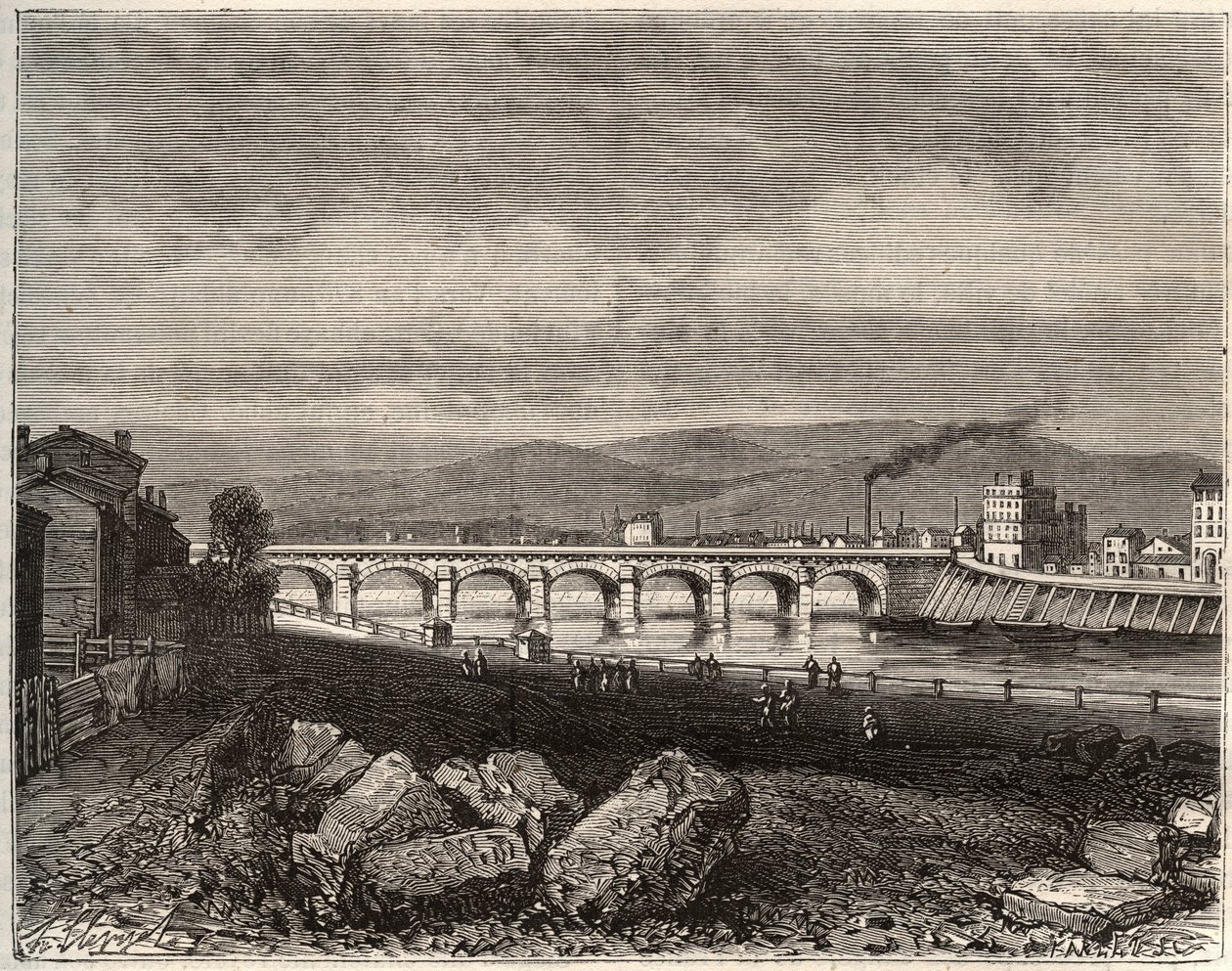 Roanne - Loira, nella regione Rodano-Alpi - incisione in “La Francia illustrata: geografia, storia, amministrazione statistica” di V.-A. Malt-Brown. 1884 da French School