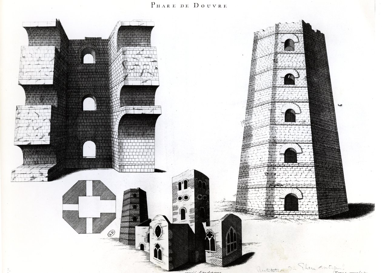 Faro romano e chiesa di St. Mary-in-Castro a Dover, Kent, Inghilterra da French School