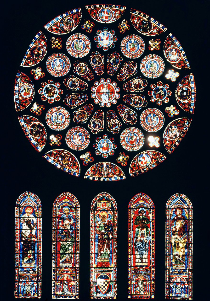 Rosone e finestre a lancetta dalla parete sud, c.1224 da French School