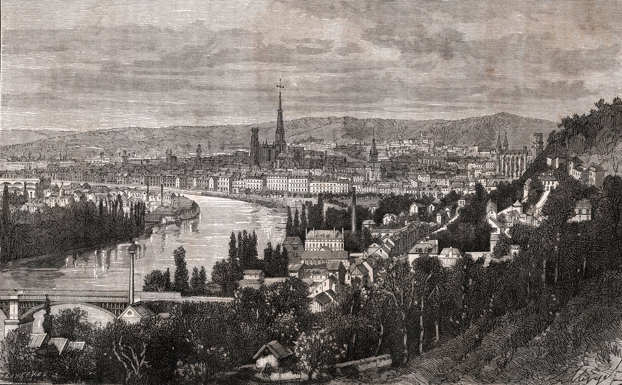 Rouen - Seine-Maritime - incisione in "La France illustrée: géographie, histoire, administration statistique" di V.A. Malt-Brown. 1884 da French School