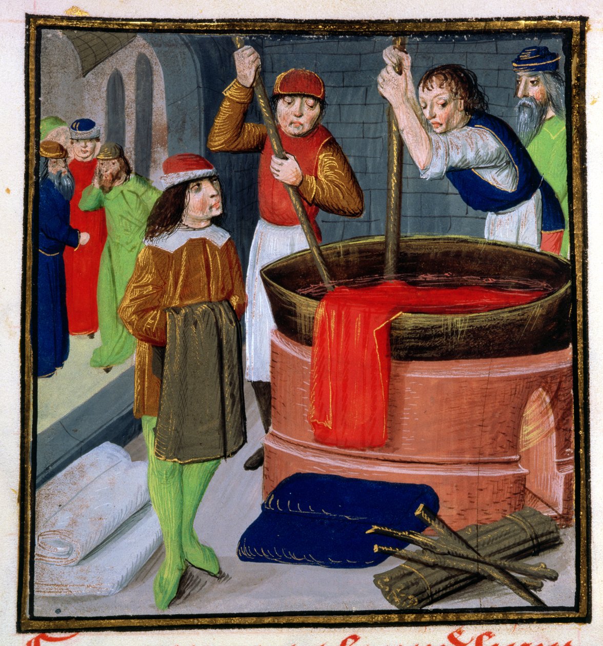 Tintura dei tessuti, da Des Proprietes des Choses di Bartholomeus Anglicus da French School