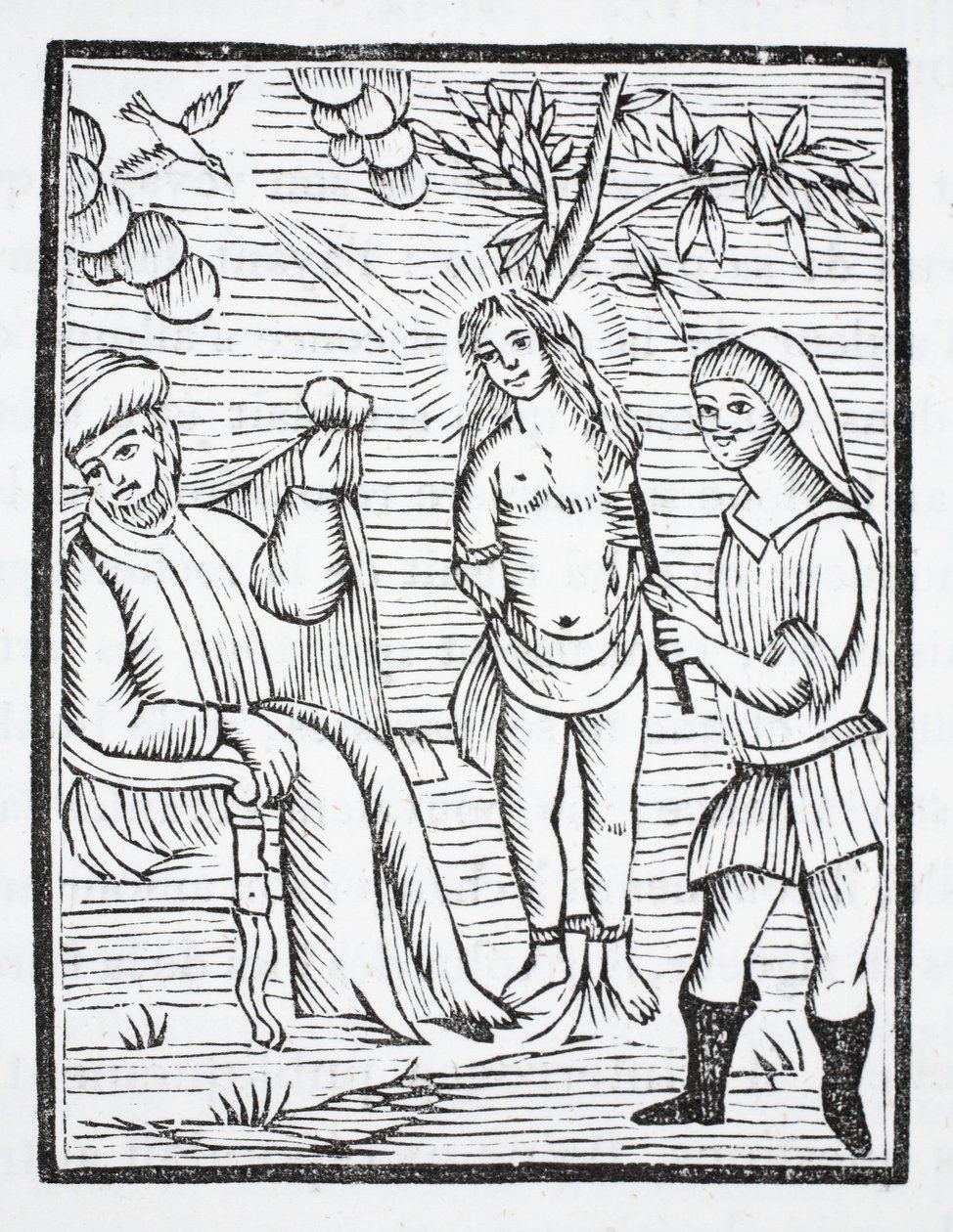 Santa Reine viene torturata, la sua pelle strappata da pettini di ferro, per ordine di Olibre, per aver rifiutato di rinnegare la sua fede da French School