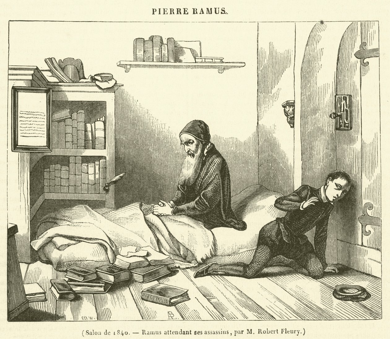 Salone del 1840, Ramus in attesa dei suoi assassini (incisione) da French School