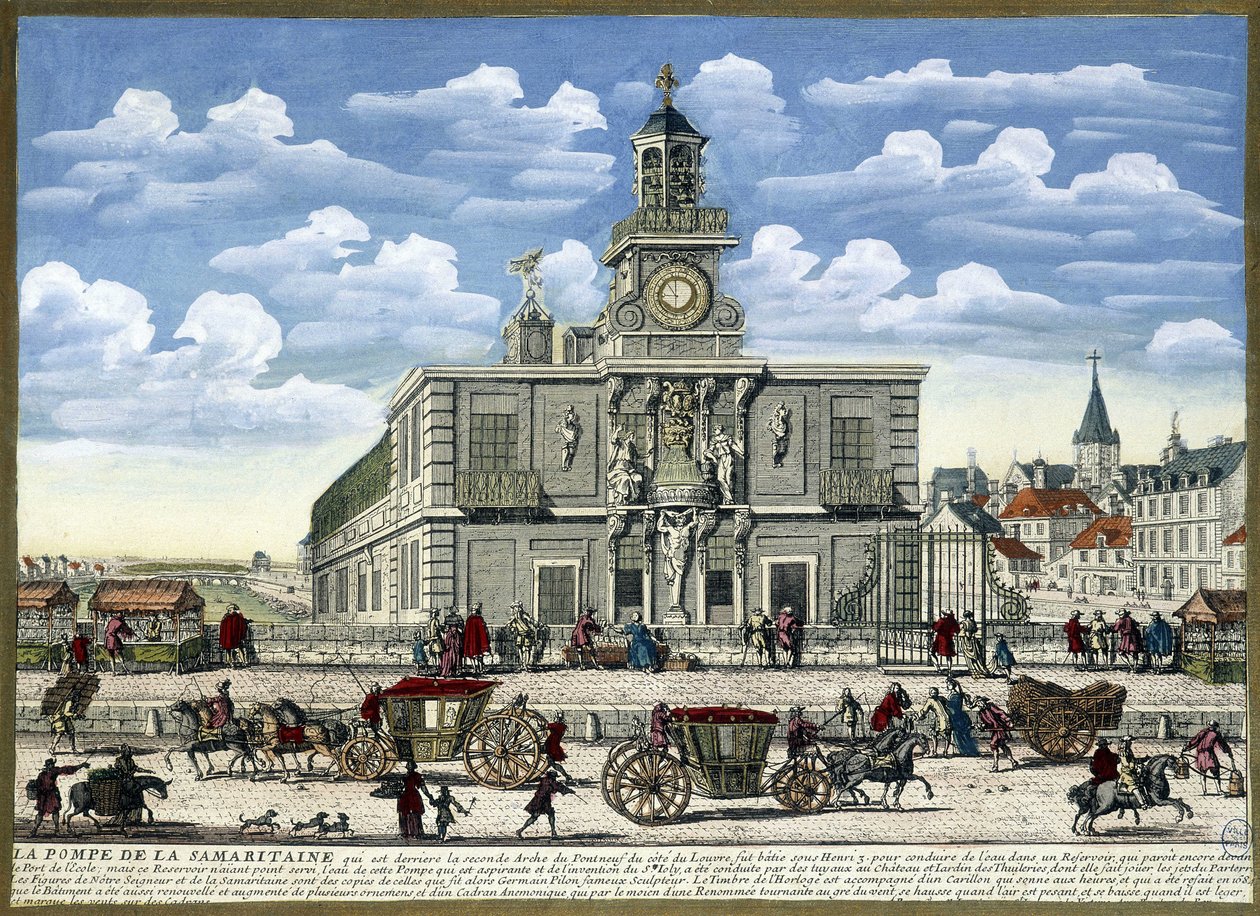 Pompa samaritana che forniva acqua al palazzo e ai giardini delle Tuileries da French School