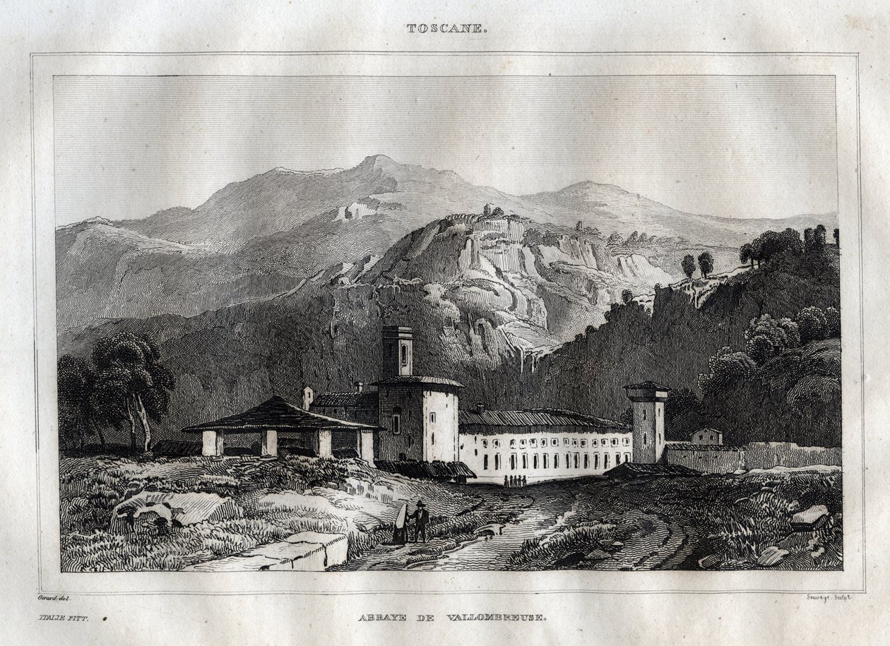 Santa Maria di Vallombrosa abbazia benedettina situata nel comune di Reggello, in Toscana - Abbazia di Vallombrosa - Incisione da 