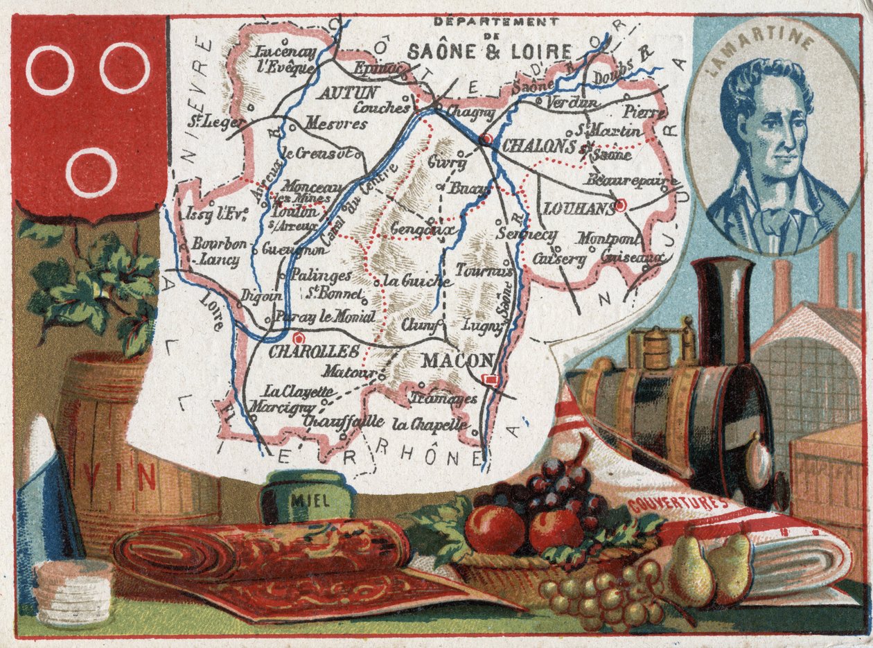 Saone et Loire (Saone-et-Loire, 71), Borgogna, Francia. Ritratto di Alphonse de Lamartine (Alphonse Marie Louis de Prat de Lamartine) da French School