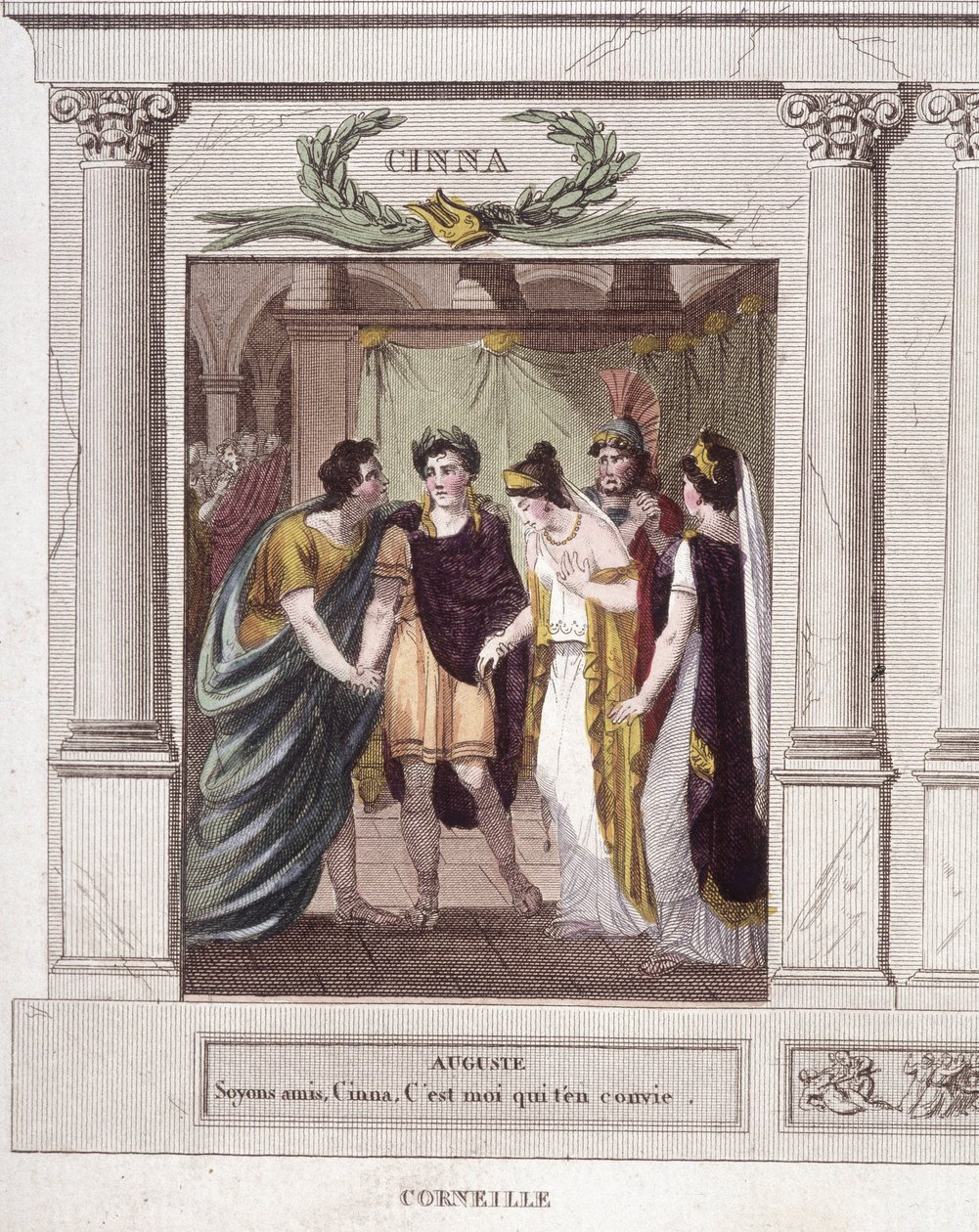 Scena e dialogo di Augusto e Cinna in Cinna o la clemenza di Augusto, tragedia di Corneille da French School