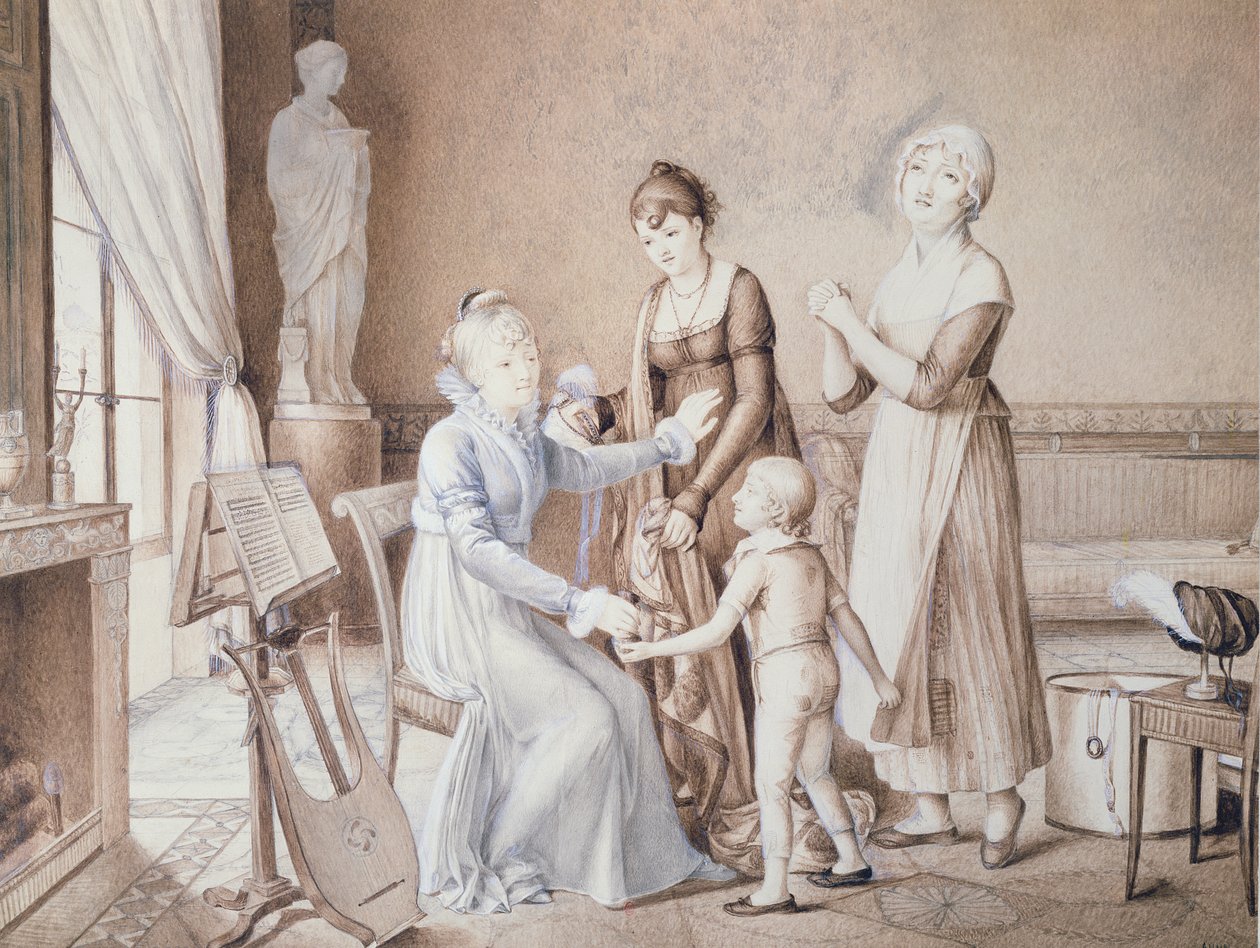 Scena di vita familiare, inizio XIX secolo da French School