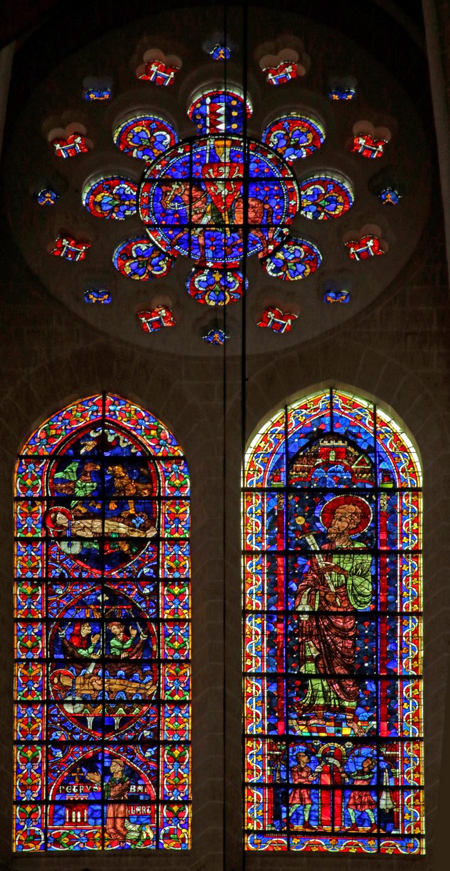 Scene riguardanti la morte di San Vincenzo; San Paolo; un cavaliere Montfort nella rosa da French School