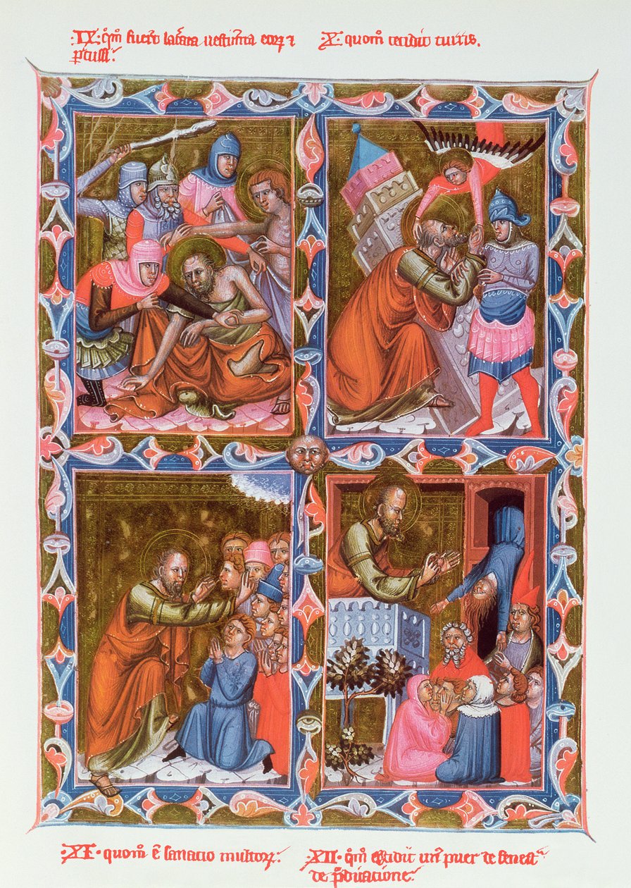 Scene dalla vita di San Paolo, facsimile di un manoscritto del XV secolo del Legendaire des Anjou-Hongrie, scuola di Bologna da French School