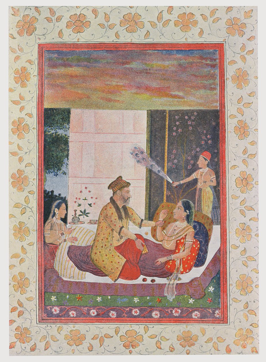 Scheherazade catturata dal re, illustrazione da Le Mille e una Notte, 1895 (incisione a colori) da French School