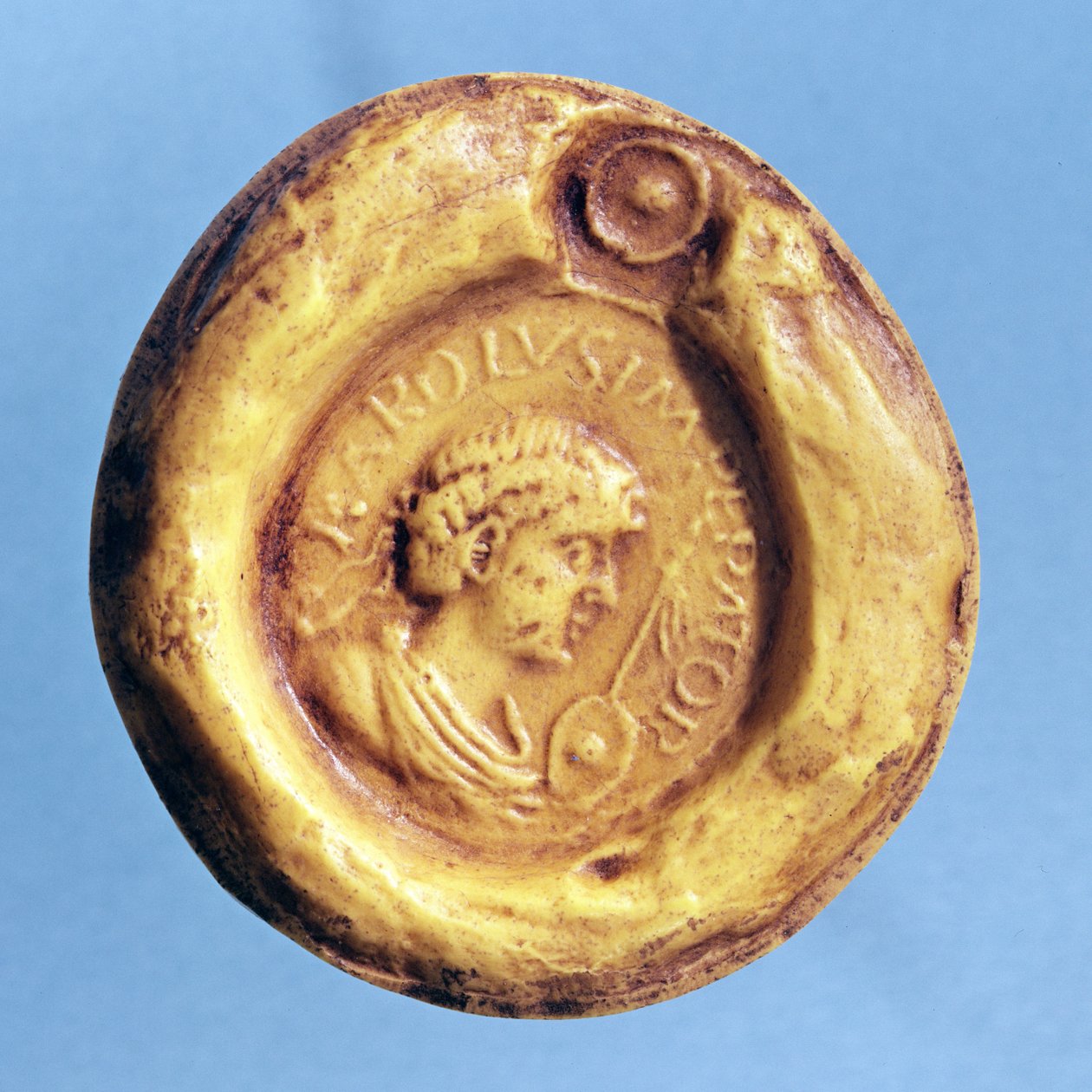 Sigillo di Carlo III (839-888) il Grosso, Re di Francia e Imperatore del Sacro Romano Impero, IX secolo da French School