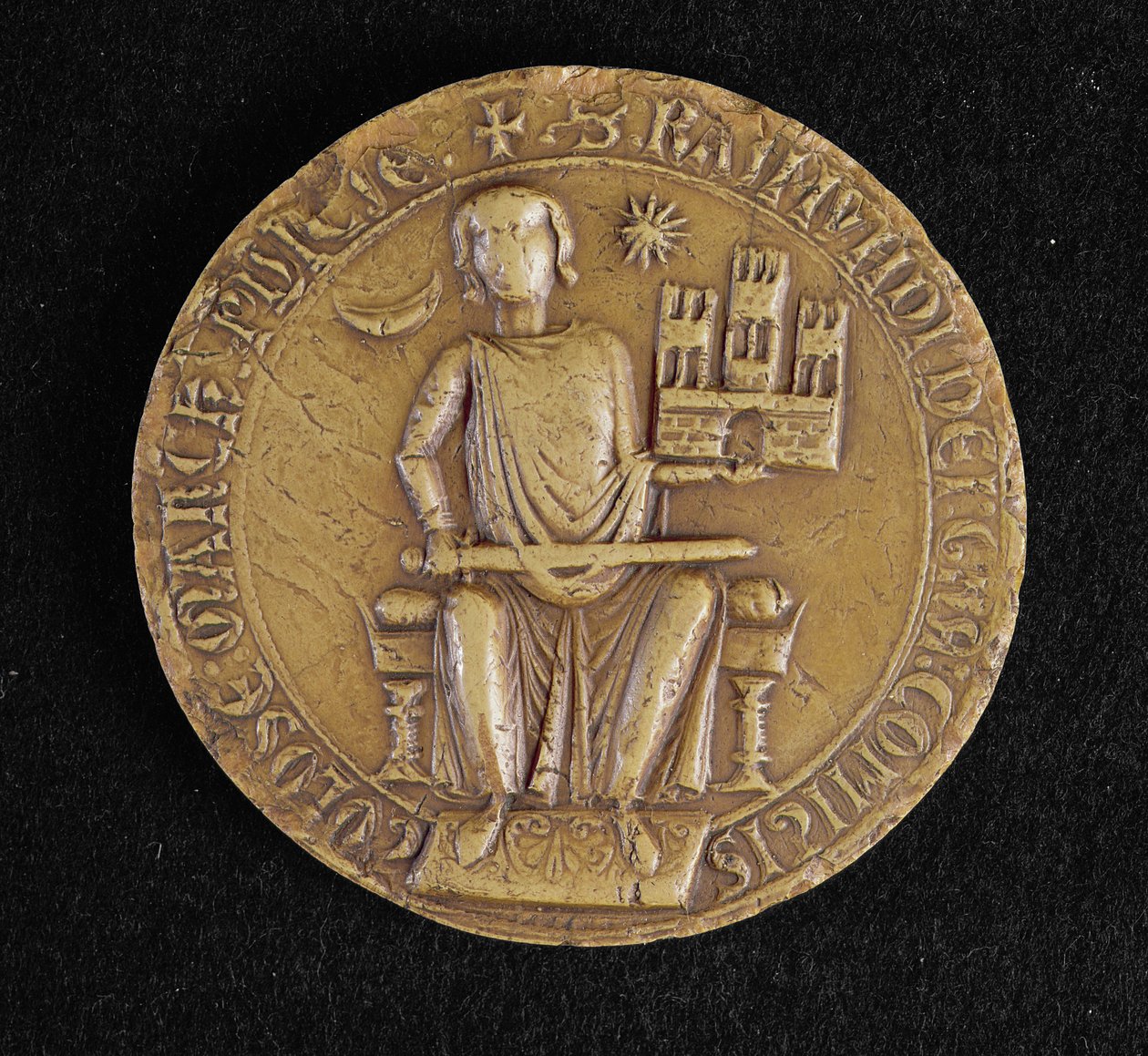 Secondo sigillo di Raimondo VII (1197-1249) di Tolosa (cera) da French School
