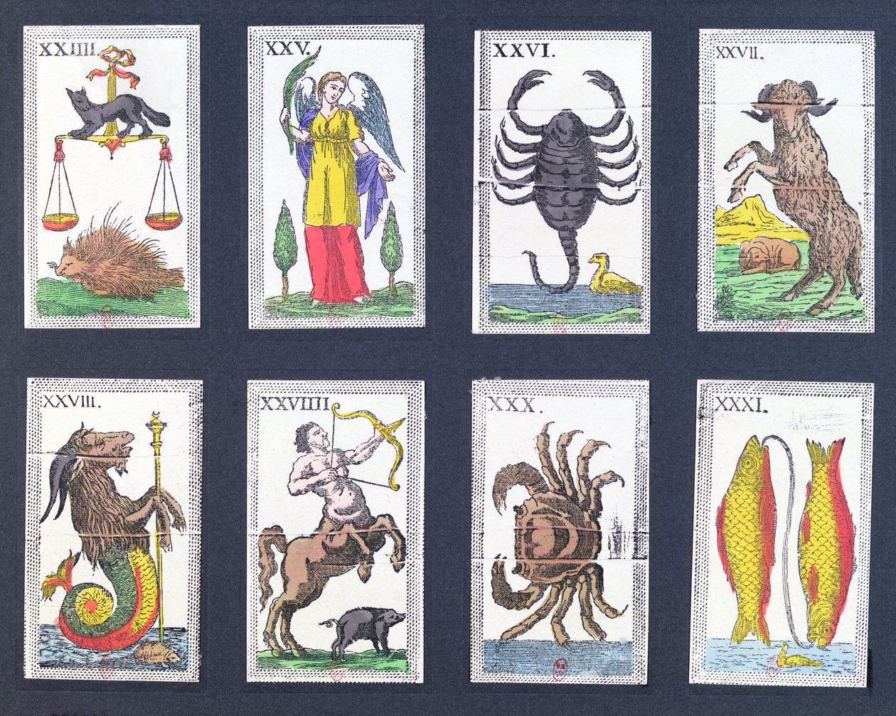 Selezione di carte dei tarocchi astrologici da French School