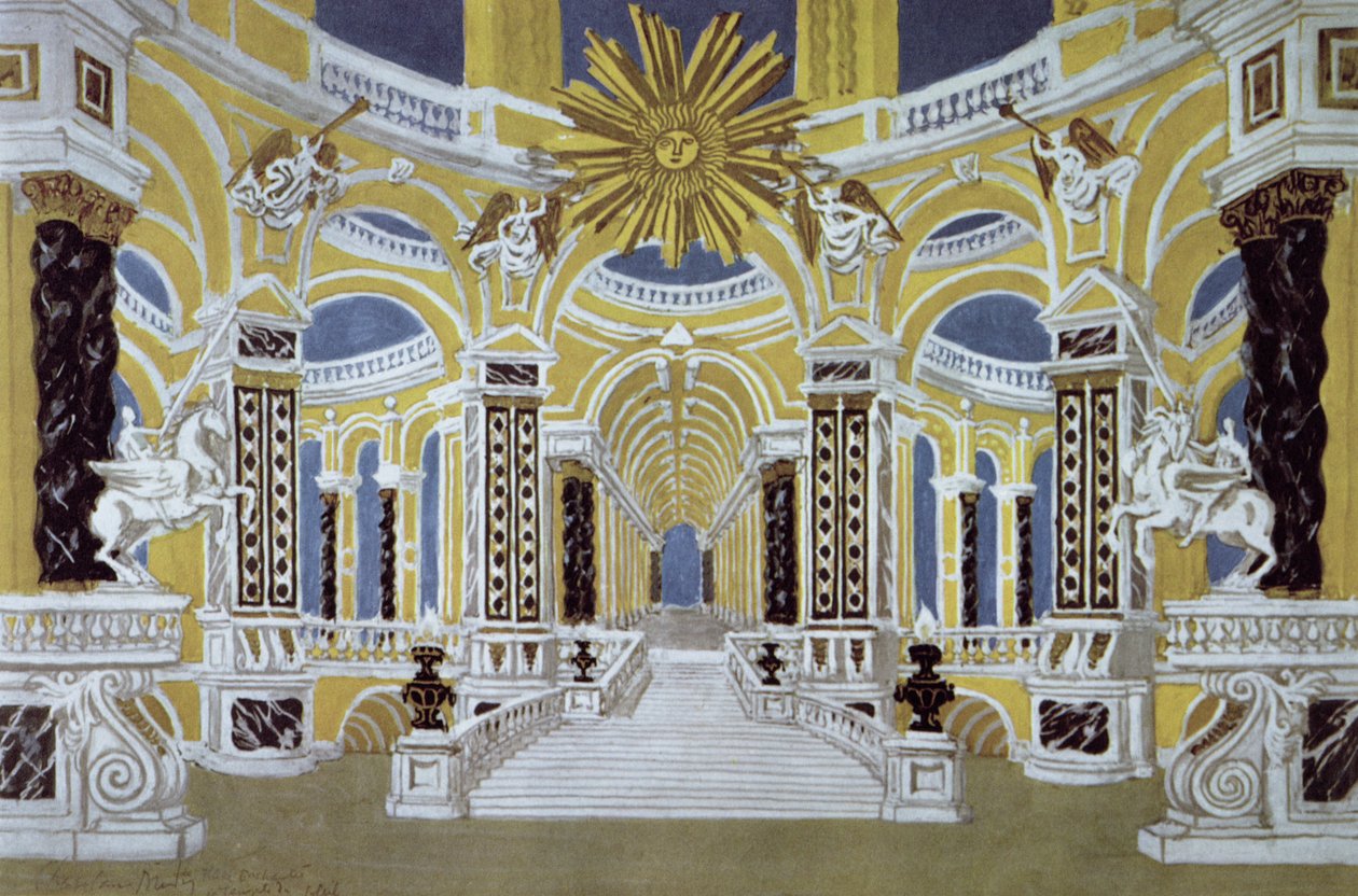 Scenografia per Il flauto magico di Wolfgang Amadeus Mozart (1756-91) da French School