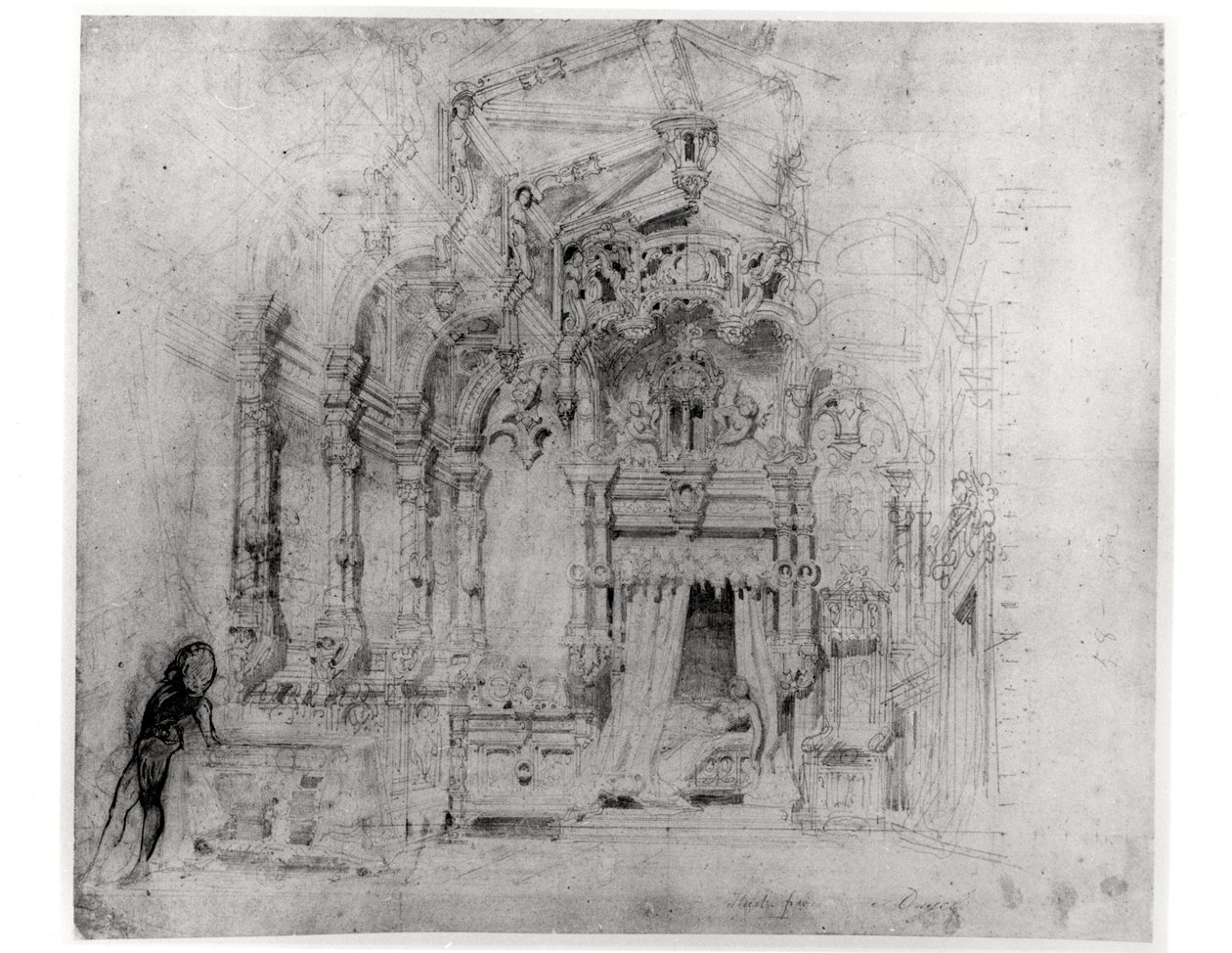 Scenografia per la prima produzione di Angelo, tiranno di Padova di Victor Hugo, 1835 da French School
