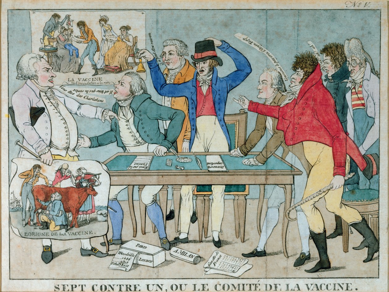 Sette contro uno, o Il Comitato del Vaccino, c.1800 da French School