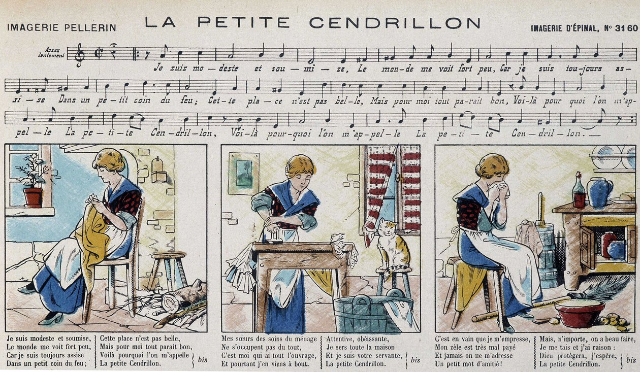 Spartito per la canzone popolare “la petite Cendrillon” - immagine di Epinal da French School
