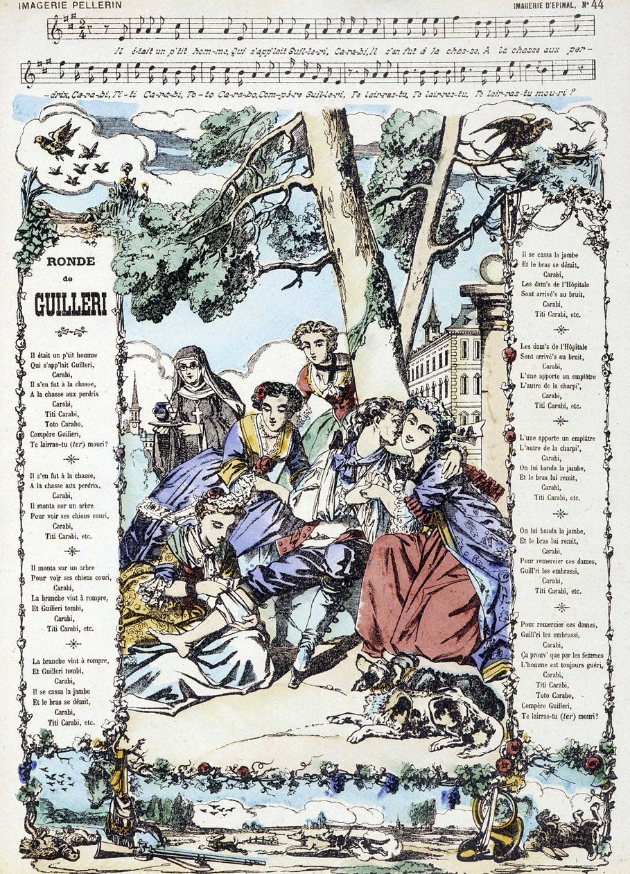 Spartito per la canzone “Ronde de Guilleri” - immagine di Epinal da French School