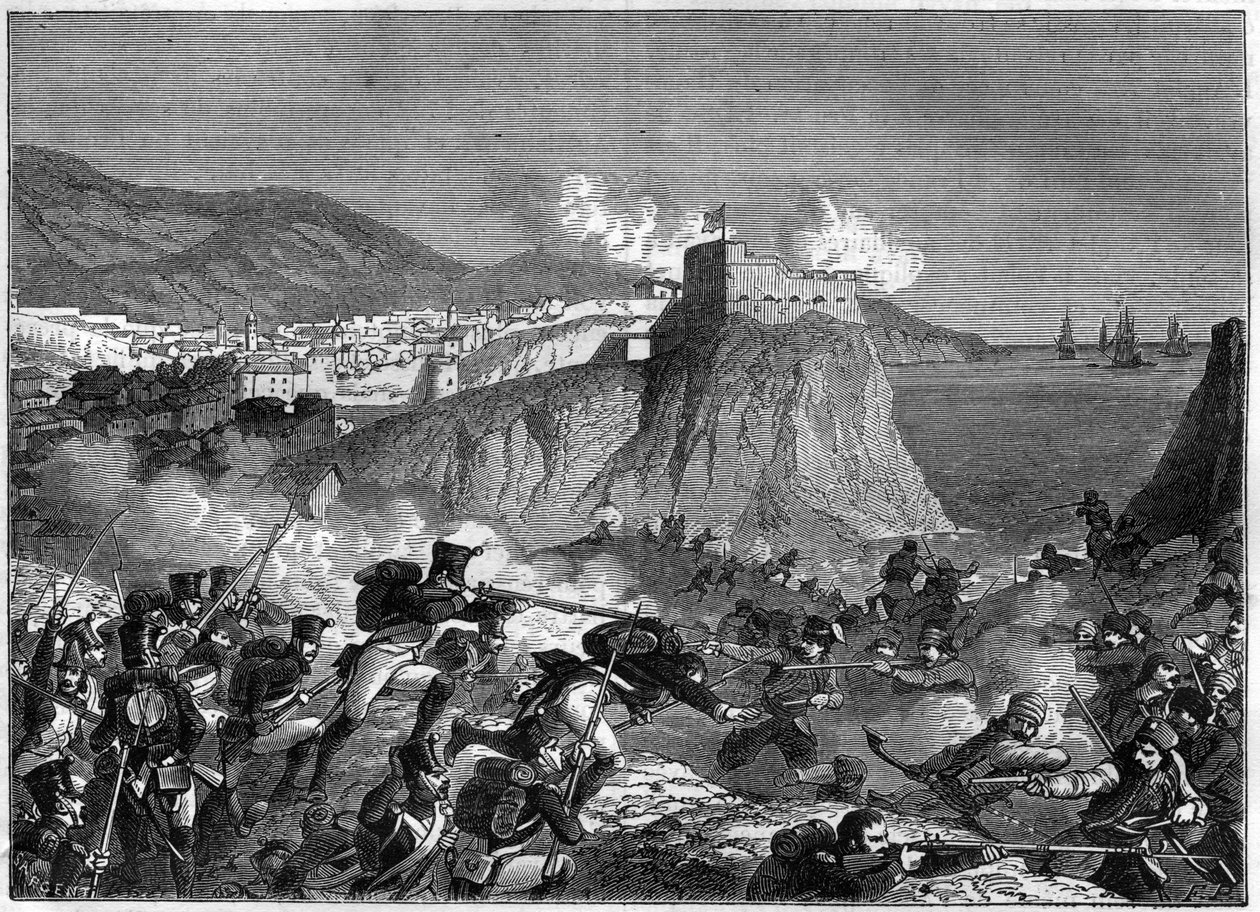 Assedio di Ragusa (Repubblica di Ragusa) (Ragusa in croato Dubrovnik) durante le guerre napoleoniche nel maggio e giugno 1806 (campagna di Dalmazia del generale Molitor e Lauriston) - in "History of the empire following the history of the consulate" di Ad da French School