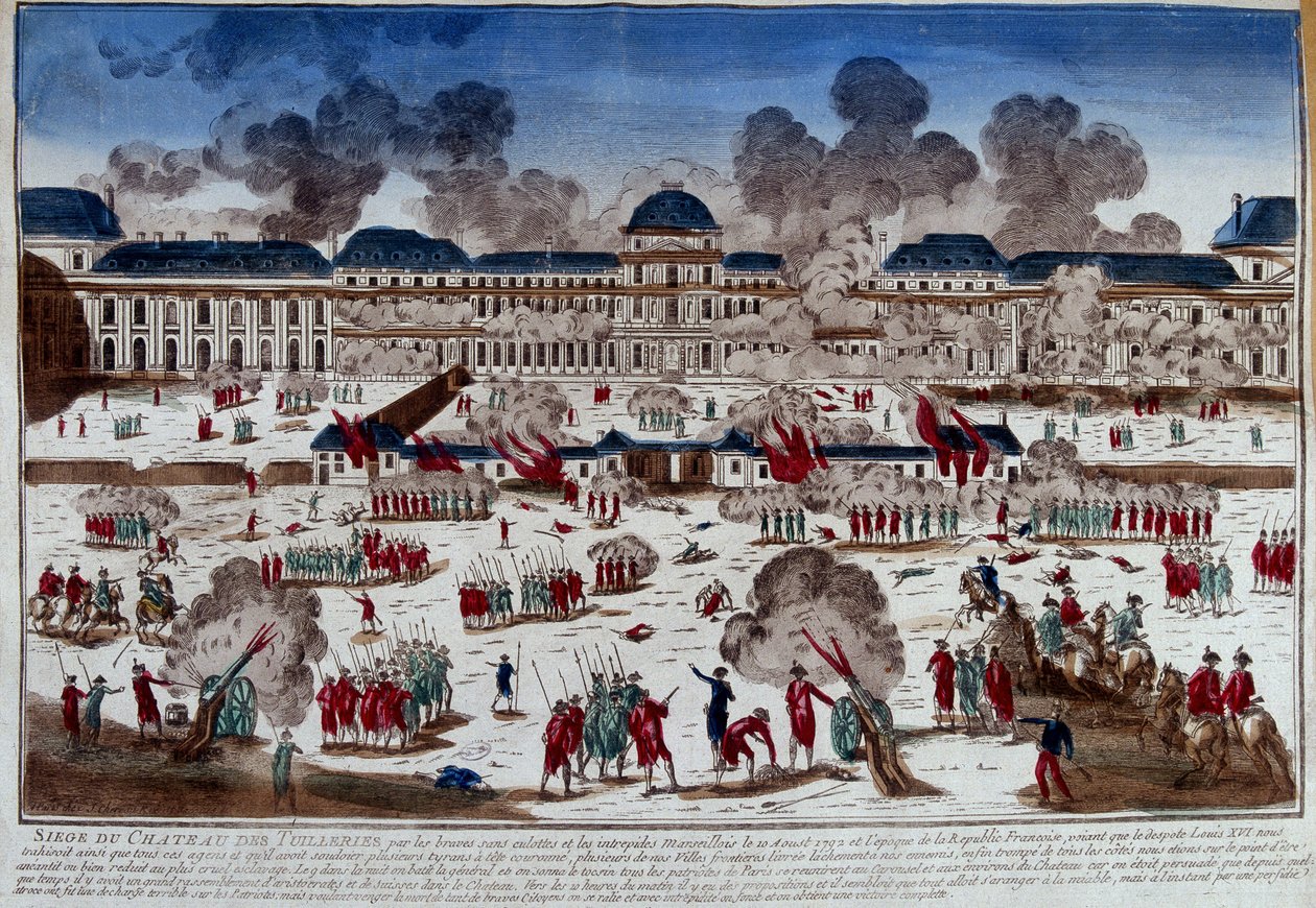 Assedio del castello (palazzo) delle Tuileries il 10 agosto da French School