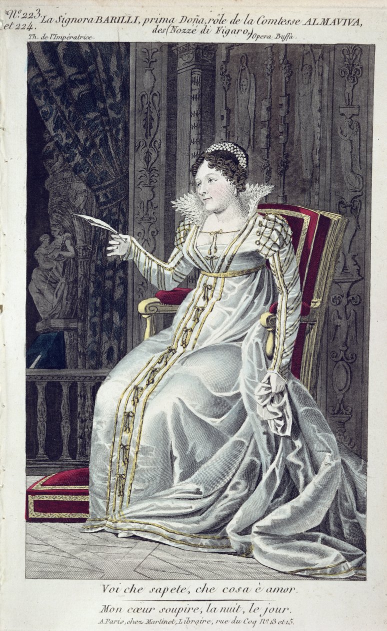 Signora Barilli nel ruolo della Contessa Almaviva ne Le nozze di Figaro da French School