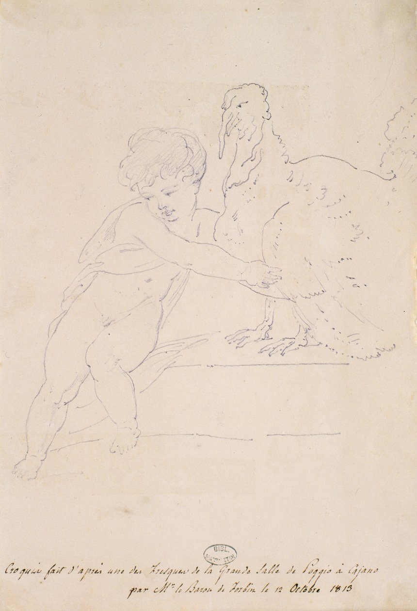 Schizzo dalla Grande Sala di Poggio a Caiano, 12 ottobre 1813 da French School