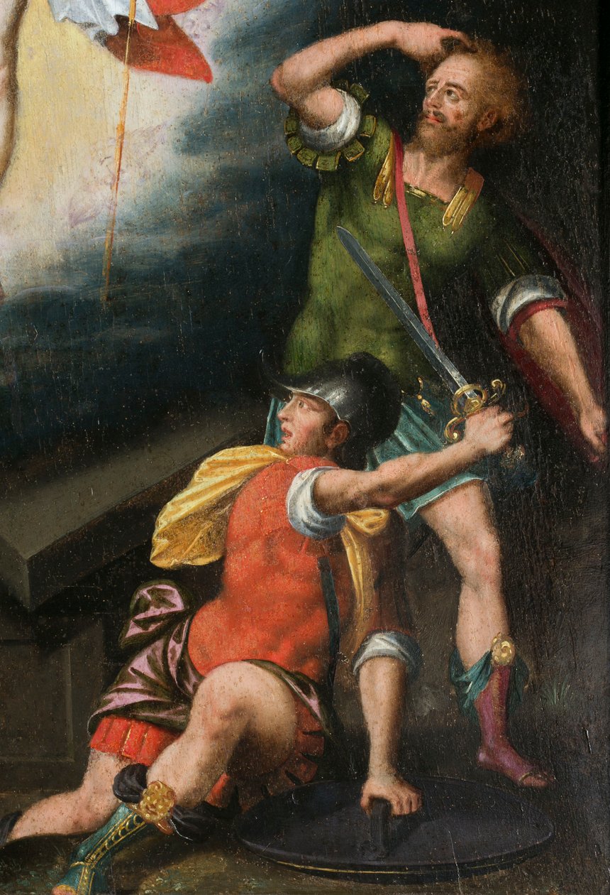 Soldati durante la resurrezione, dettaglio. Trittico di Aubery da French School