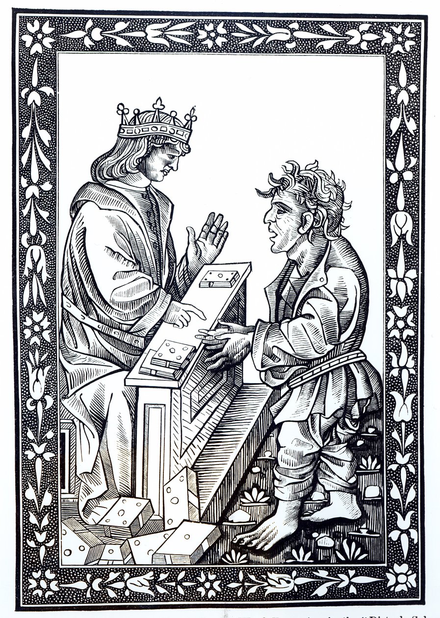 Salomone e Marcoul, illustrazione da Scienza e Letteratura nel Medioevo e Rinascimento, scritta e incisa da Paul Lacroix, 1878 da French School